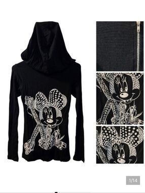 Lauren Moshi Thermal Minnie Mouse zipper hoodie